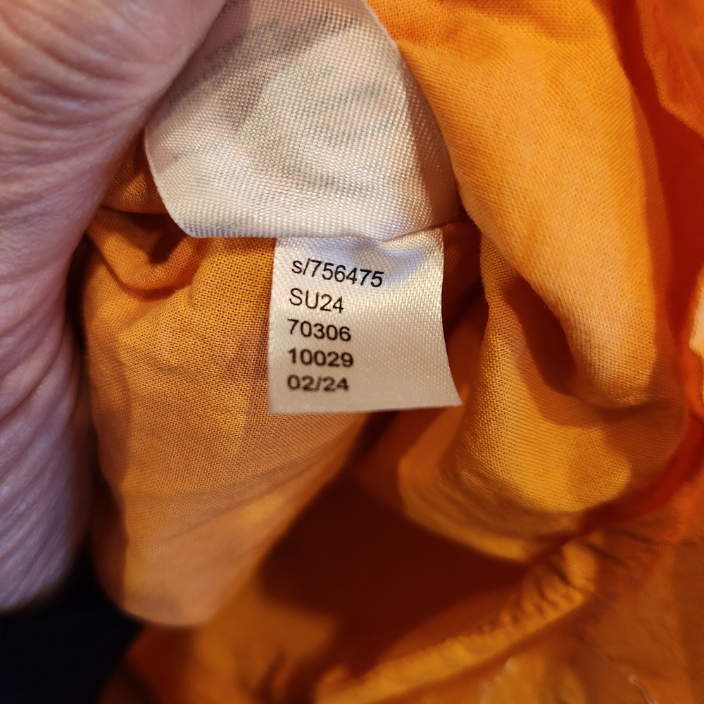 LOFT Orange Floral Puff-Sleeve Blouse Cut-Out Back With Tie Size XL Embroidered - Picture 10 of 10